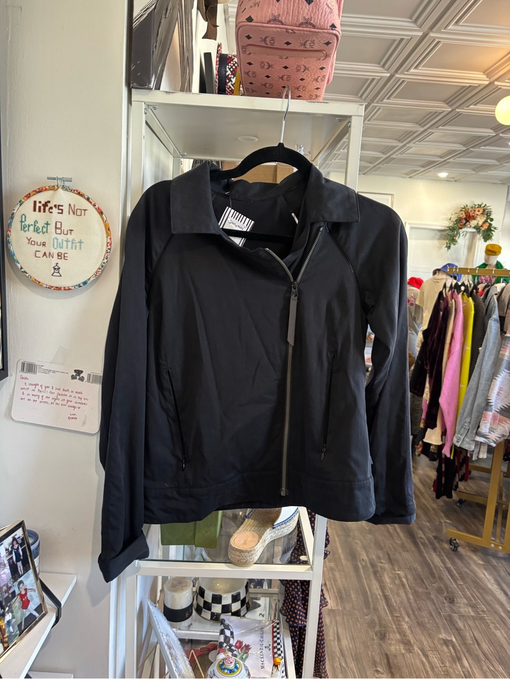 Lululemon Classic Black Women's Zip-Front Jacket with air vent back